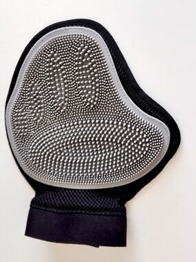 10” Black & Grey Dog Grooming Glove Wash Mitt w Textured Silicone